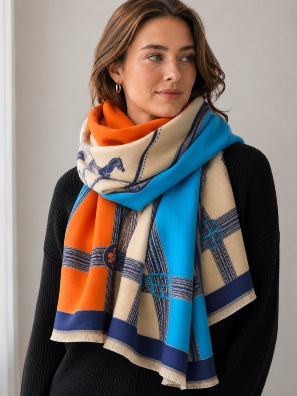 ✨ Elegant Geometric Border Scarf ✨ - NWT